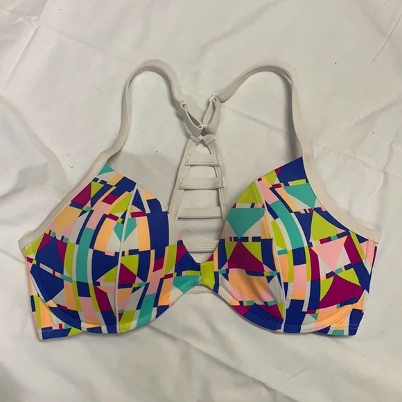 Victoria Secrets PINK Swimsuit Top. Racerback with Sexy Back Straps. EUC Size Lg - Picture 1 of 4
